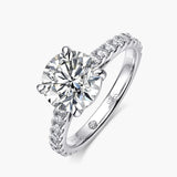 Round Moissanite Pavé Accents Engagement Ring With Band