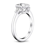 Three Stone Emerald Cut Moissanite Bezel Engagement Ring