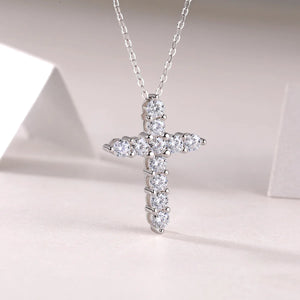 Real Moissanite Cross Sterling Silver Necklace