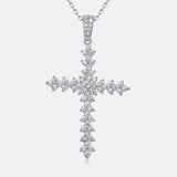 Real Moissanite Creative Cross Sterling Silver Necklace