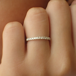 Round Moissanite Half Eternity Wedding Band Ring