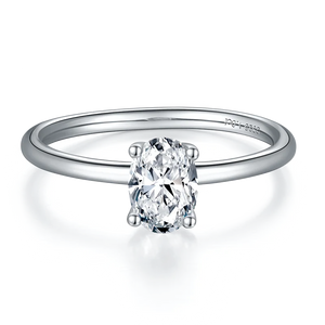 Classic Solitaire Oval Moissanite Four Prong Polish Engagement Ring