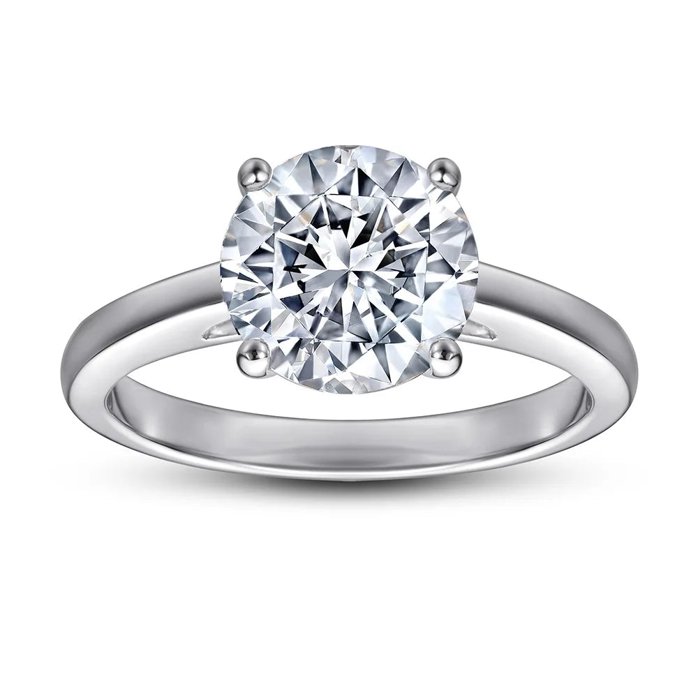 Classic Solitaire Moissanite Four-Prong Sterling Silver Engagement Ring