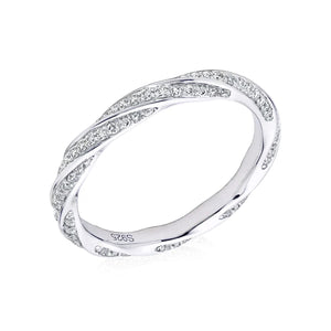 Twisted Eternity Moissanite Sterling Silver Wedding Band Stackable Ring