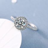 Moissanite Diamond Halo Round Cut Engagement Ring