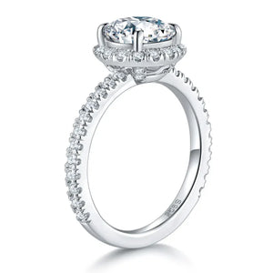 Round Halo Moissanite Pave Engagement Ring