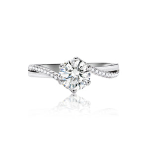 Twisted Bypass Moissanite Pave Engagement Ring