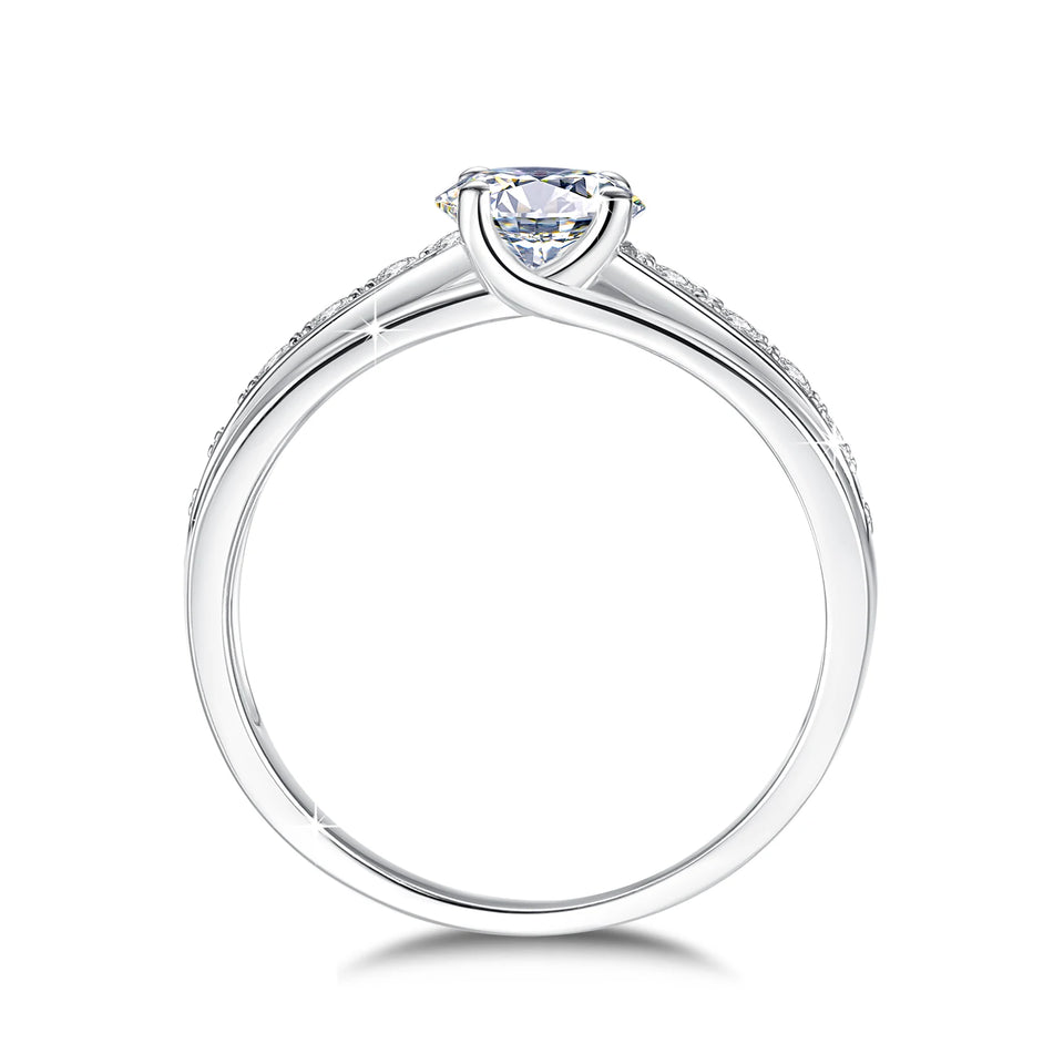 Fashion Round Moissanite Channel Set Engagement Ring