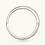 Criss-Cross Moissanite Pave Half Eternity Wedding Band Ring In Sterling Silver