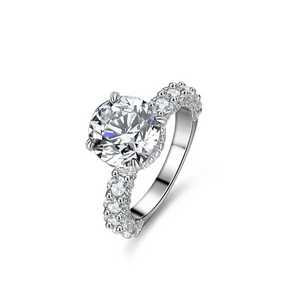 Eleven Stone Round Cut Moissanite Half Eternity Engagement Ring