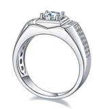 Round Moissanite Luxury Sterling Silver Wedding Ring For Men