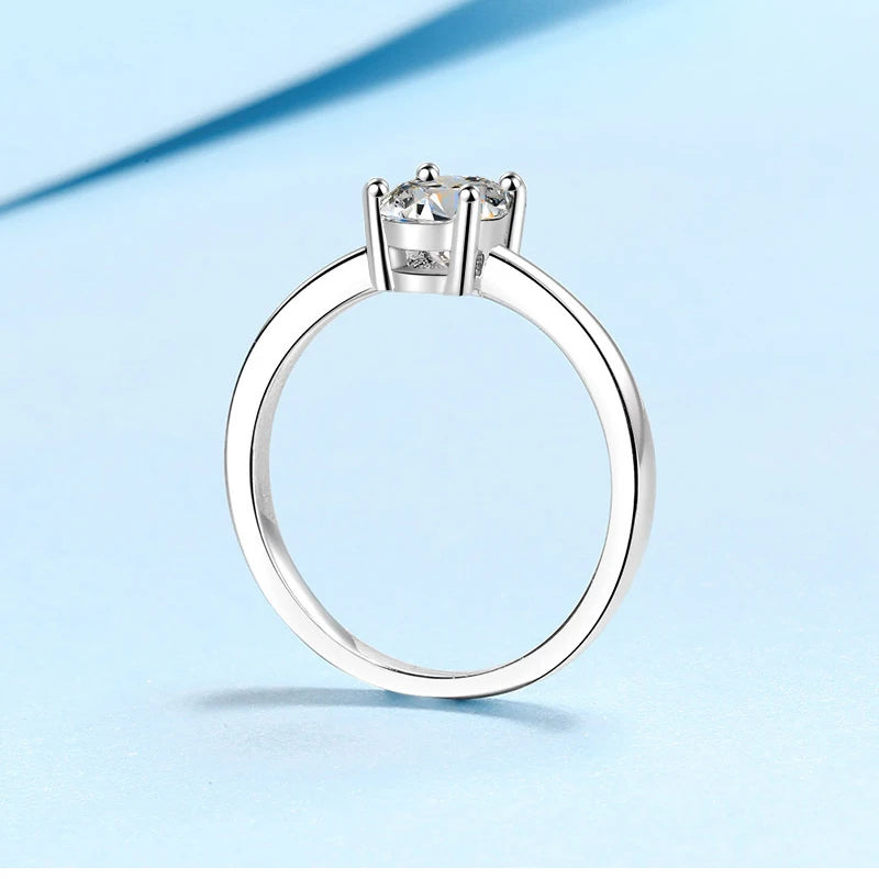 Classic Solitaire Oval Cut Moissanite Wide Band Engagement Ring