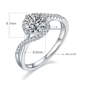 Angel Eye Halo Moissanite Twisted Pave Engagement Ring