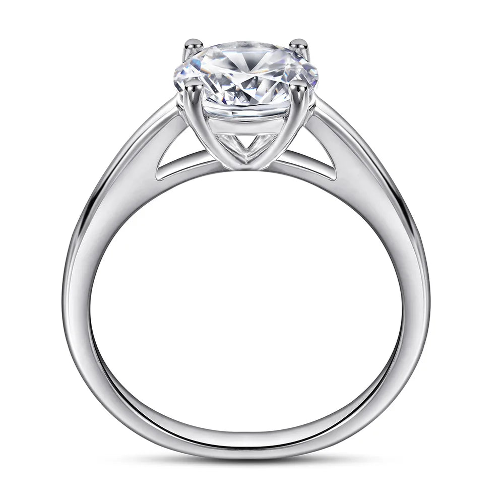 Classic Solitaire Moissanite Four-Prong Sterling Silver Engagement Ring