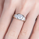 Round Moissanite Fashion Sterling Silver Wedding Ring For Men