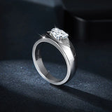 Oval Cut Moissanite Sterling Silver Wedding Ring For Men