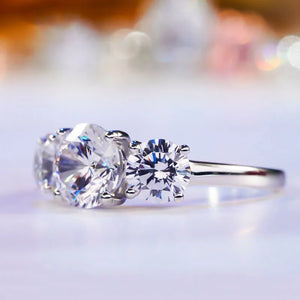 Classic Three Stone Round Cut Moissanite Engagement Ring