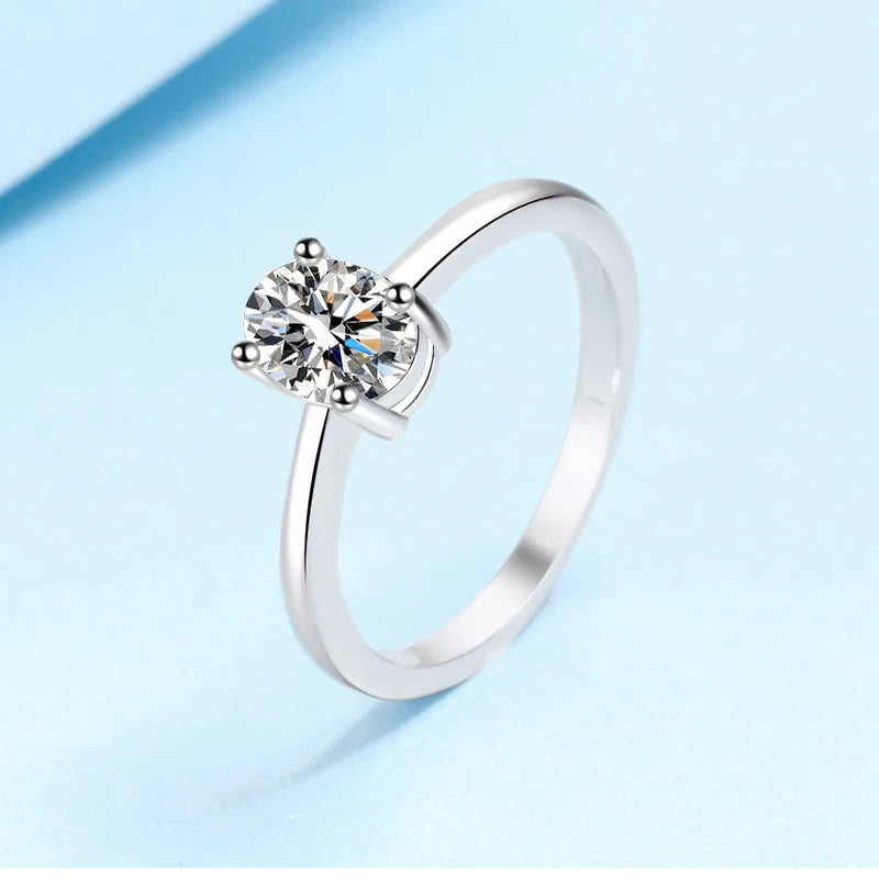 Classic Solitaire Oval Cut Moissanite Wide Band Engagement Ring