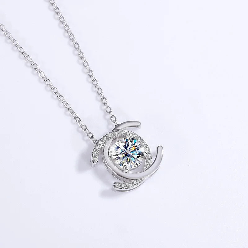 Real Moissanite Infinity Sterling Silver Necklace