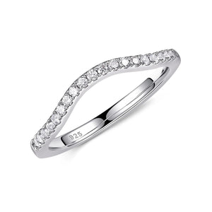 Round-Cut Moissanite Curved Eternity Wedding Band Ring