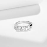 Three Stone Moissanite Bar Set Engagement Ring