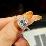 Halo Emerald Cut Moissanite Pave Engagement Ring