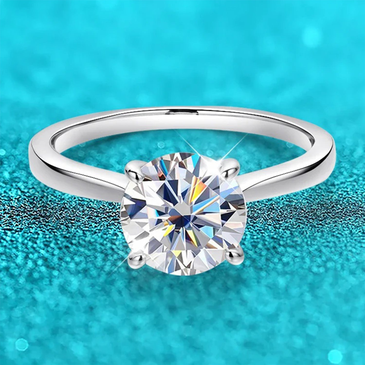 Classic Solitaire Cushion Moissanite Four Prong Polish Engagement Ring