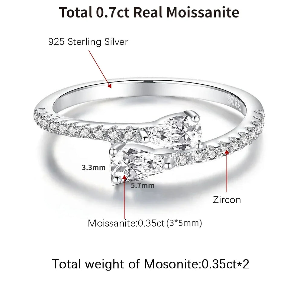 Bypass Graduated Moissanite Half Eternity Wedding Band Ring