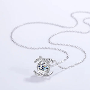 Real Moissanite Infinity Sterling Silver Necklace