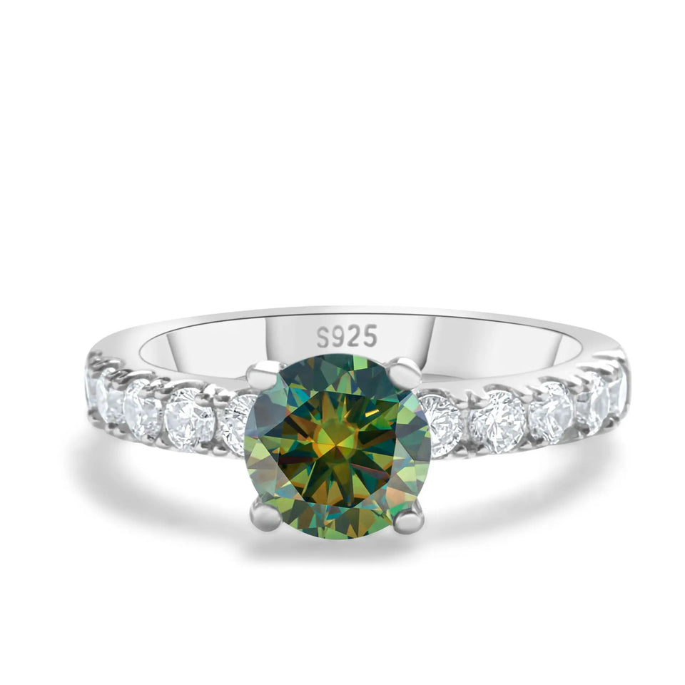 Solitaire Colorful Round Moissanite Engagement Ring