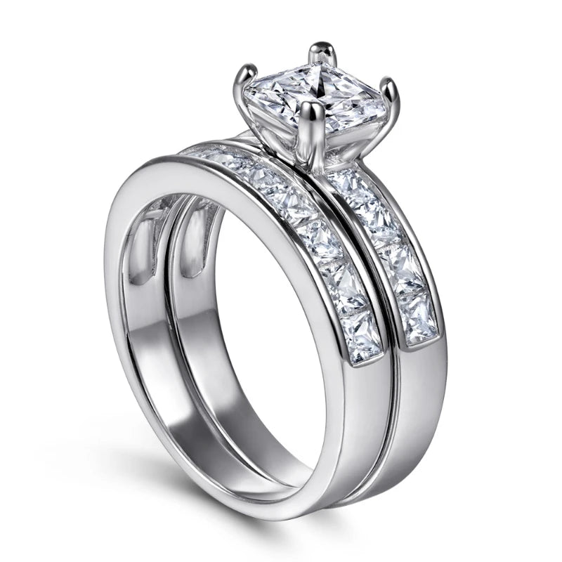 Princess Cut Moissanite Staircase Channel Set Engagement Ring