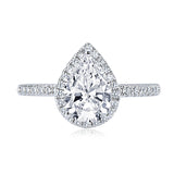 Halo Pear Moissanite Triple Row Pave Engagement Ring