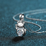 Real Moissanite Cat Sterling Silver Necklace