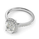 Oval Cut Moissanite Pave Sterling Silver Engagement Ring