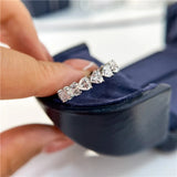 Heart-Cut Moissanite Half Eternity Wedding Band Ring