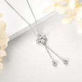 Real Moissanite Light Tasel Sterling Silver Necklace