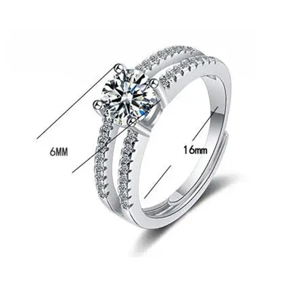 Double Pave Round Moissanite Wide Band Engagement Ring