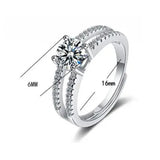 Double Pave Round Moissanite Wide Band Engagement Ring