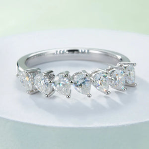 Seven Pear-Cut Moissanite Half Eternity Wedding Band Ring