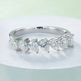 Seven Pear-Cut Moissanite Half Eternity Wedding Band Ring