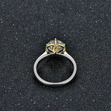 Moissanite Luxury Two Tone Halo Sterling Silver Ring