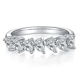 Seven Pear-Cut Moissanite Half Eternity Wedding Band Ring