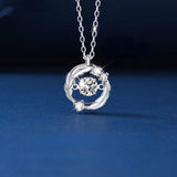 Real Sparkling Moissanite Feather Sterling Silver Necklace