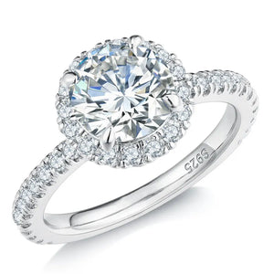 Round Halo Moissanite Pave Engagement Ring