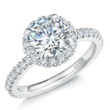 Round Halo Moissanite Pave Engagement Ring