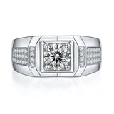 Round Moissanite Luxury Sterling Silver Wedding Ring For Men