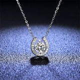 Real Moissanite Horseshoe Sterling Silver Necklace