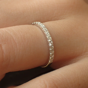 Round Moissanite Half Eternity Wedding Band Ring