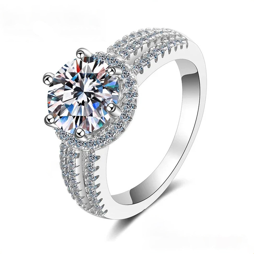 Halo Moissanite Cluster Pave Bridal Engagement Ring