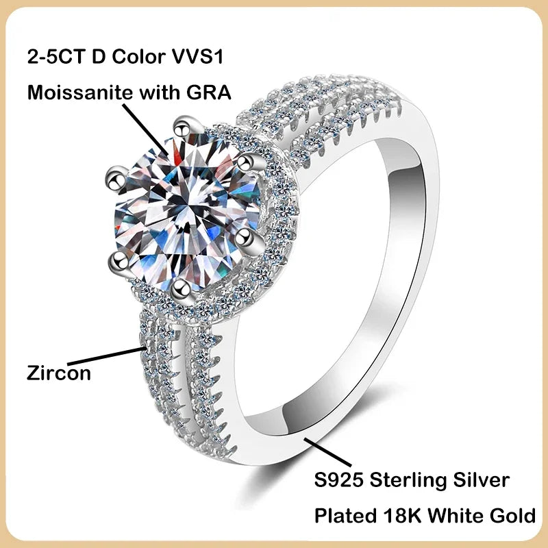 Halo Moissanite Cluster Pave Bridal Engagement Ring